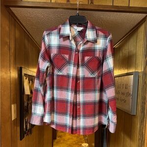 Natural Reflections Red and White Plaid Button-Down Shirt